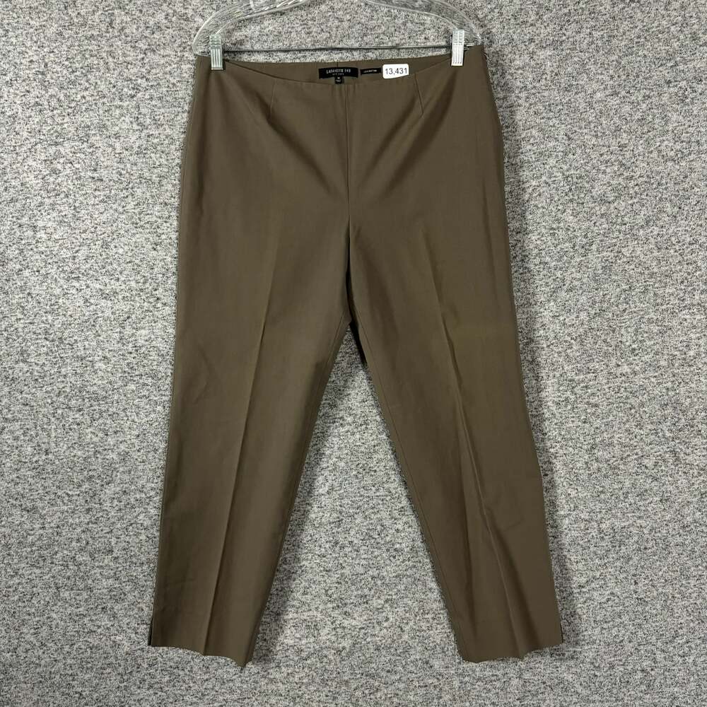 Lafayette 148 Women's Size 10 Brown Lexington Side Zip Slim Leg Crop Pants